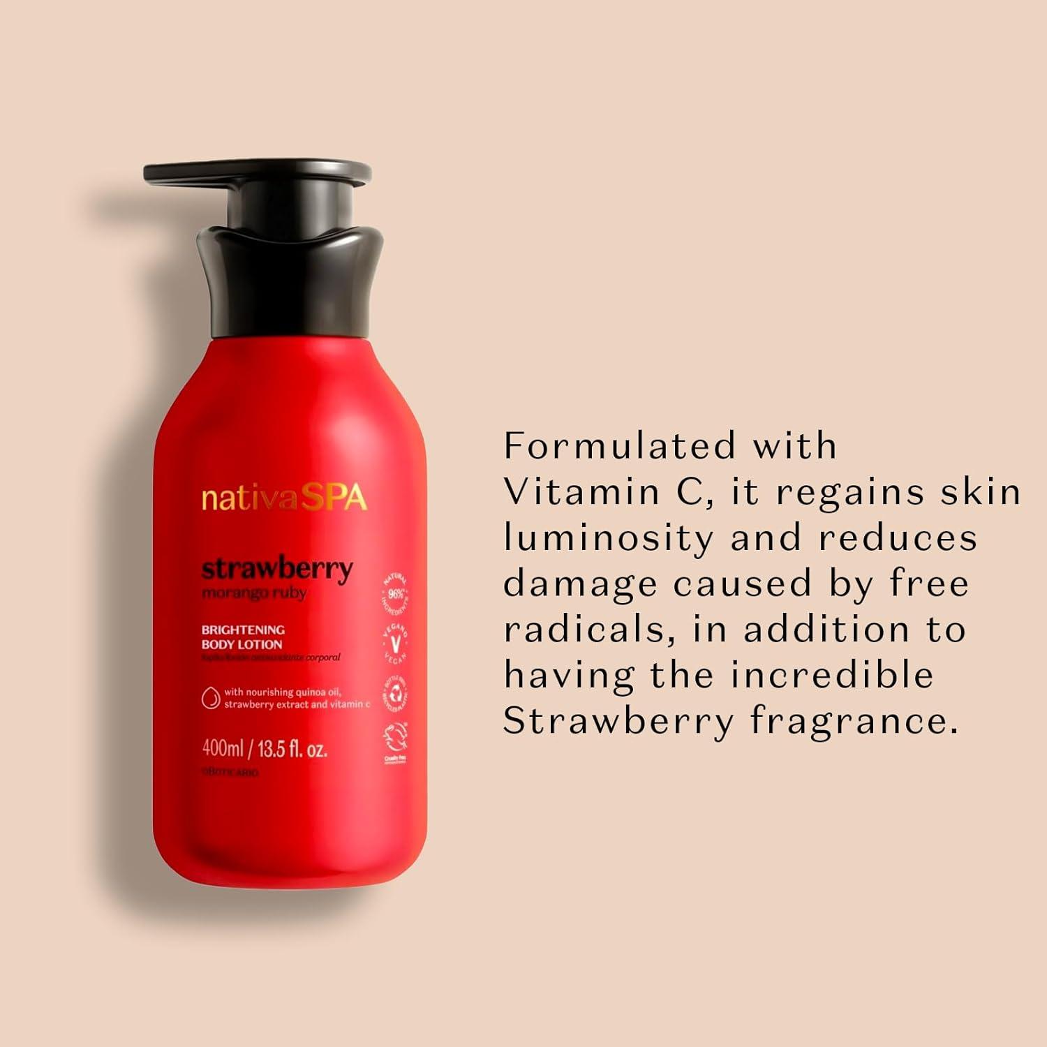 imageNativa SPA Shea Moisturizing Body Lotion Fragranced Skin Moisturizer with Purified Quinoa Drops 135 OunceRuby Strawberry