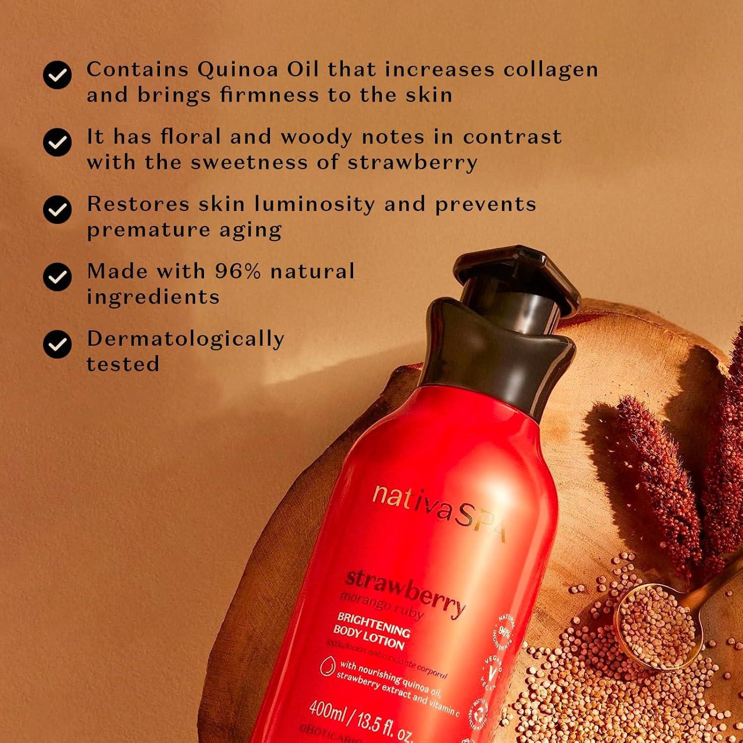 imageNativa SPA Shea Moisturizing Body Lotion Fragranced Skin Moisturizer with Purified Quinoa Drops 135 OunceRuby Strawberry