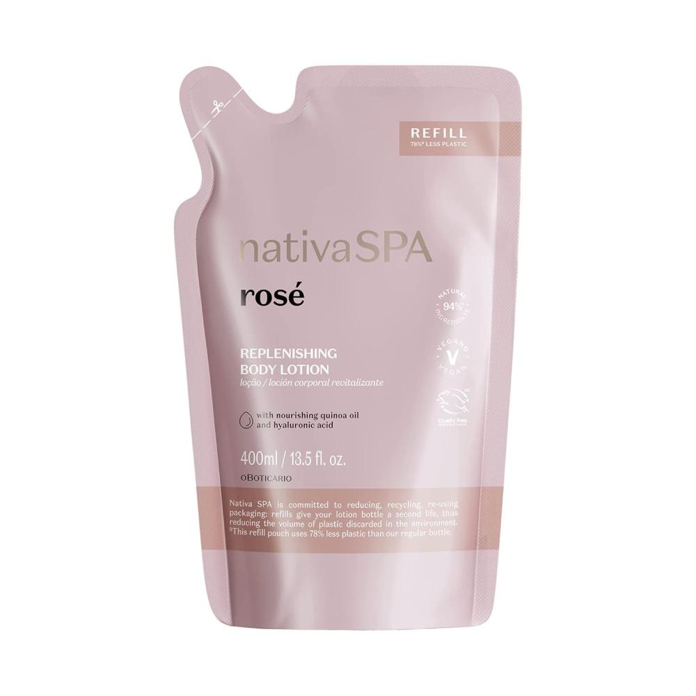 imageNativa SPA by O Boticrio Rose Moisturizing Body Lotion Refill Pack Fragranced Moisturizer Enriched with Purified Quinoa Drops to Boost Hydration 135 Ounce