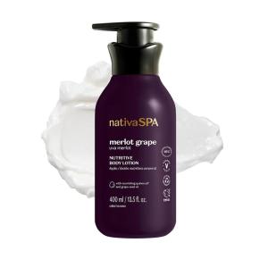 Nativa SPA Shea Moisturizing Body Lotion, Fragranced Skin Moisturizer with Purified Quinoa Drops, 13.5 Ounce(Merlot Grape)