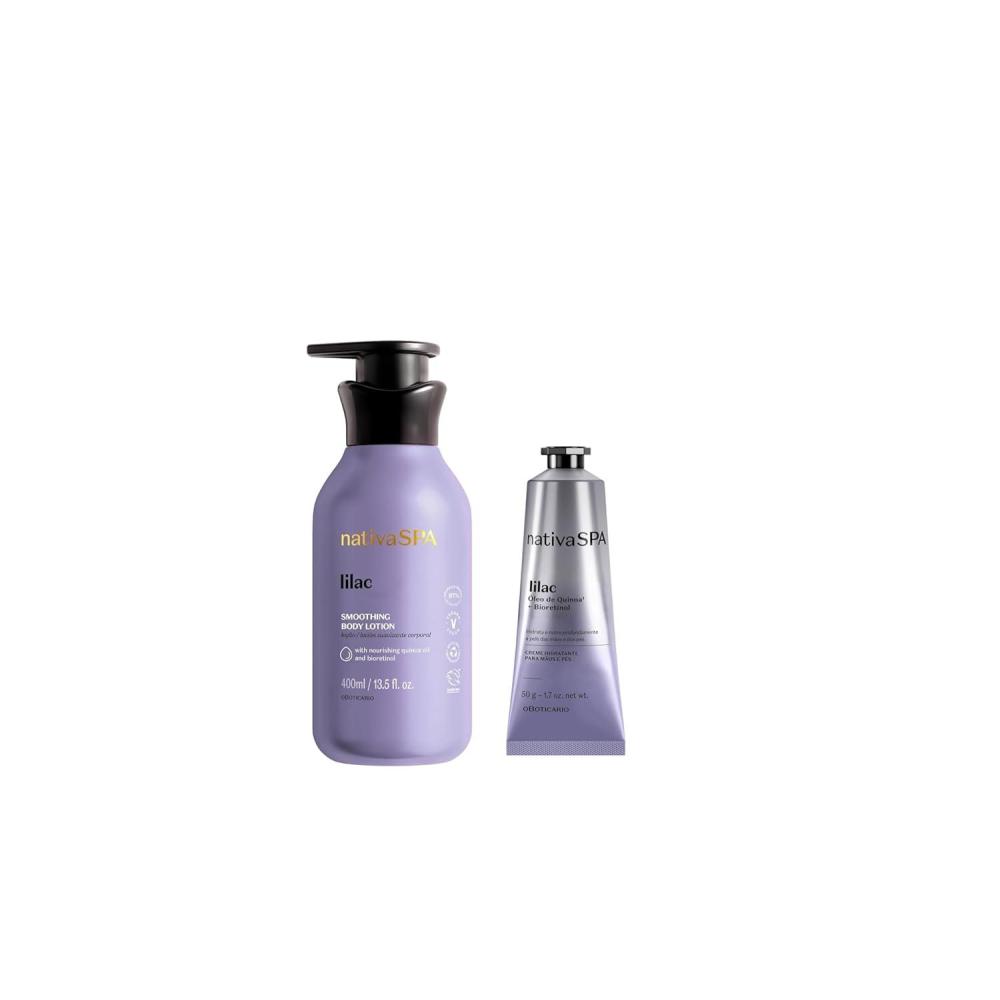 imageNativa SPA Body Smoothing Lilac Bundle Body Lotion 135oz ampamp Hand Cream 17oz with Nourishing Quinoa Oil  Bioretinol