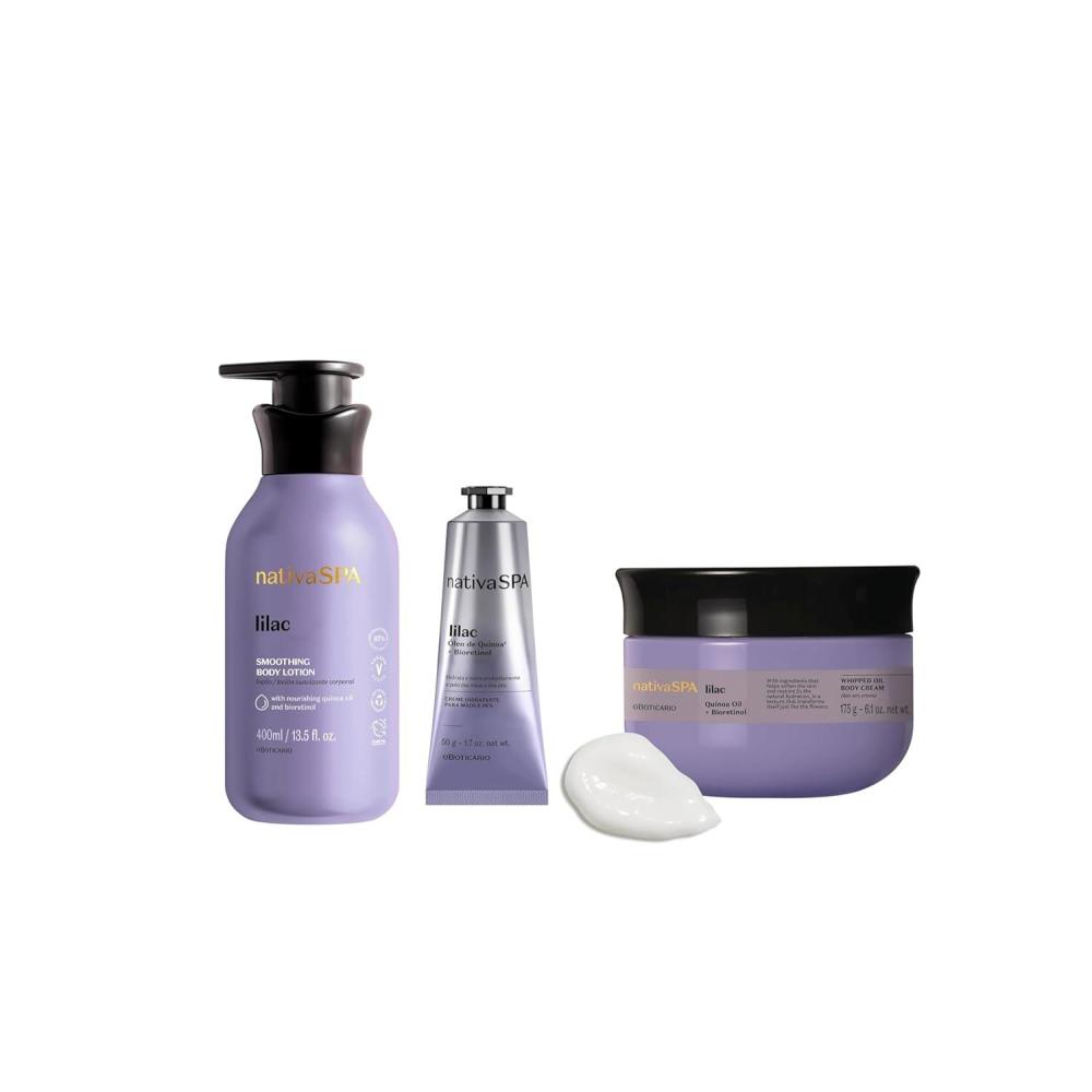 imageNativa SPA Body Smoothing Lilac Bundle Body Lotion Whipped Body Oil ampamp Hand Cream with Nourishing Quinoa Oil  Bioretinol x3