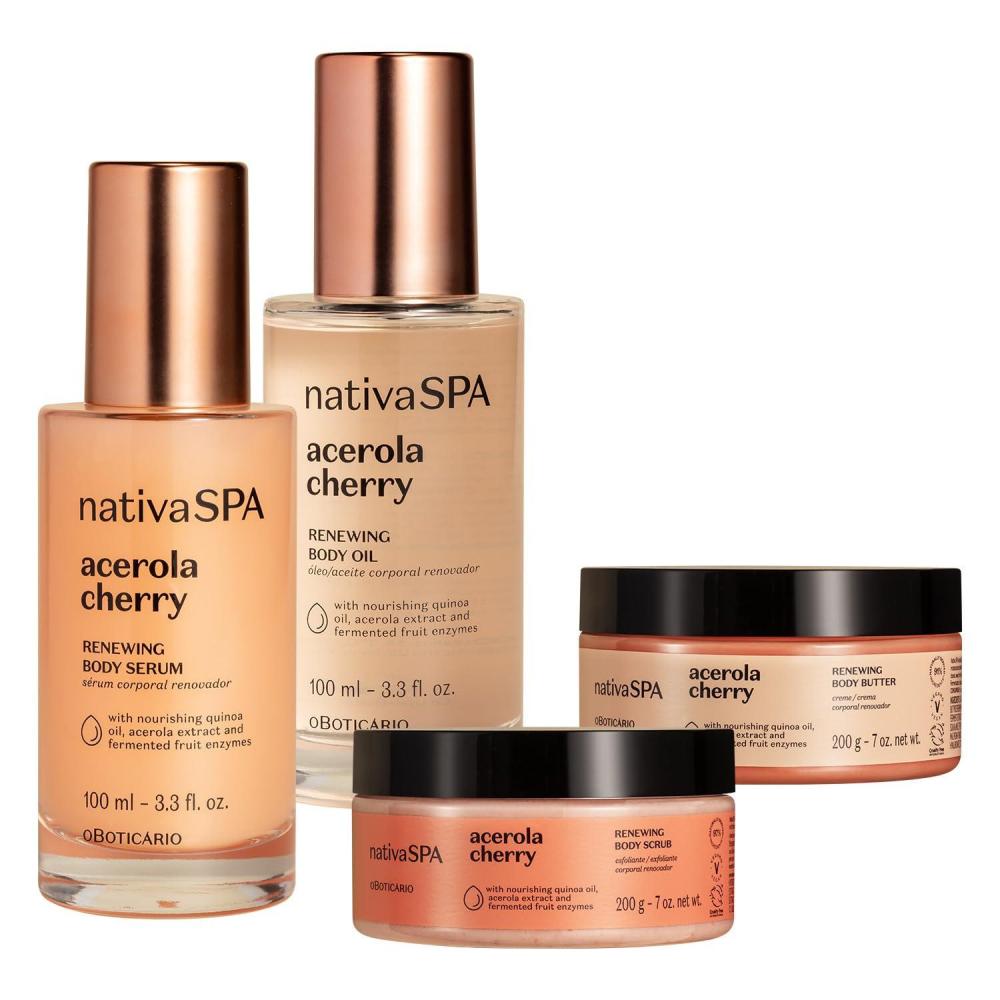 imageNativa SPA Acerola Cherry Complete Ritual 4Step Bundle Body Butter Oil Serum ampamp Scrub