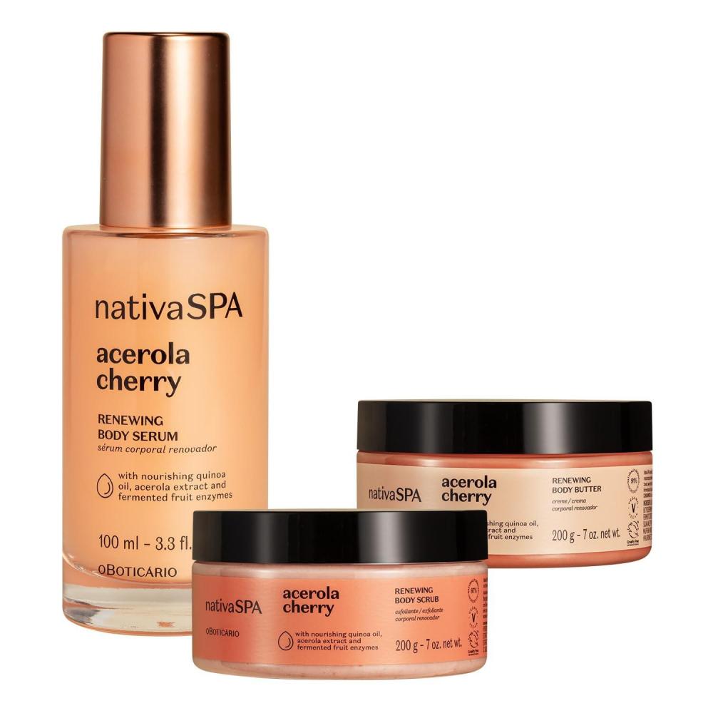imageNativa SPA Acerola Cherry Ritual Renewed ampamp Hydrated Bundle Body Butter 200 g Serum 100 ml Scrub 200 g