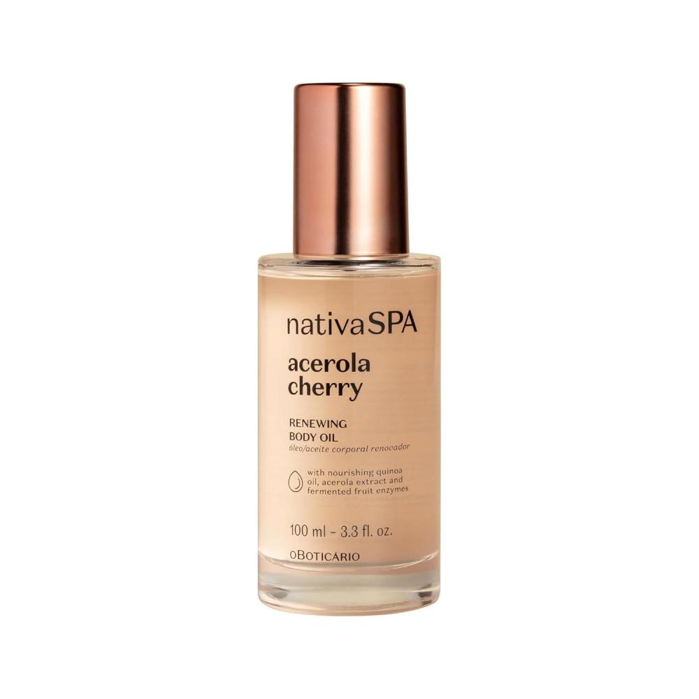 imageNativa SPA by O Boticario Acerola Cherry Renewing Body Oil Luminous Glow ampamp Deep Hydration 338 Ounce 100ml