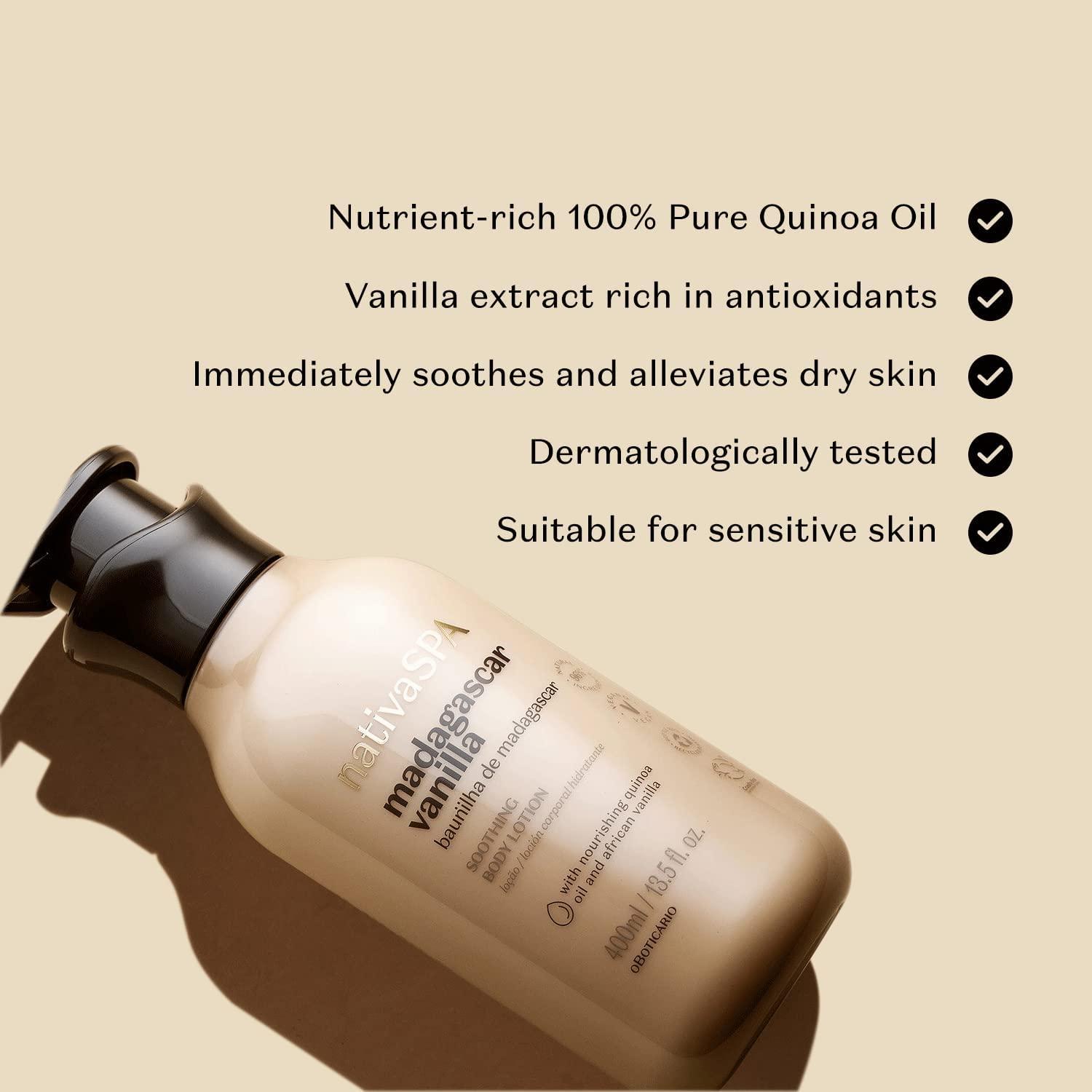 imageNativa SPA by O Boticrio Vanilla Soothing Body Care Bundle Madagascar Vanilla Body Lotion Body Oil and Body Scrub