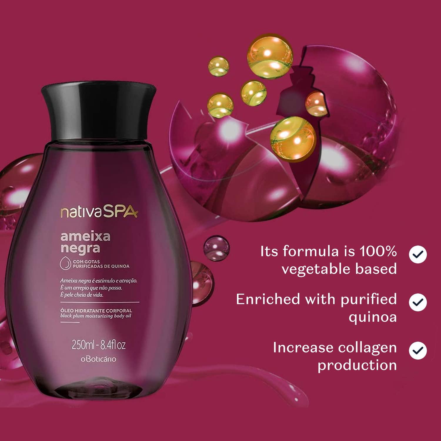 imageO BOTICARIO Nativa SPA Body Hydrating Oil Bundle Madagascar Vanilla Quinoa PLum ampamp Black Plum Moisturizing Body Oils 68 Ounce each