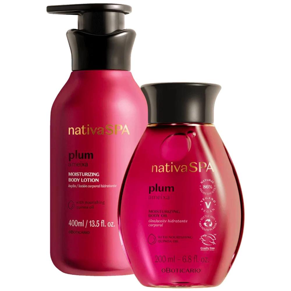 imageNativa SPA by O Boticrio Plum Moisturizing Ritual Bundle Body Lotion 13 fl oz and Body Oil 68 fl oz