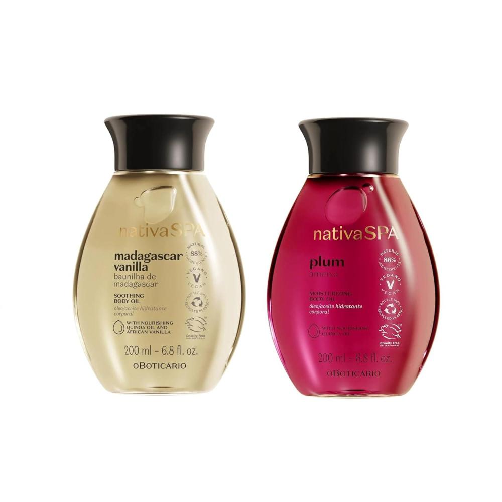 imageO BOTICARIO Nativa SPA Body Hydrating Oil Bundle Madagascar Vanilla ampamp Plum Moisturizing Body Oils 68 Ounce each