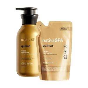 Nativa SPA by O Boticário, Conscious Set Quinoa Firming Body Lotion + Refill Bundle set, 400ml each