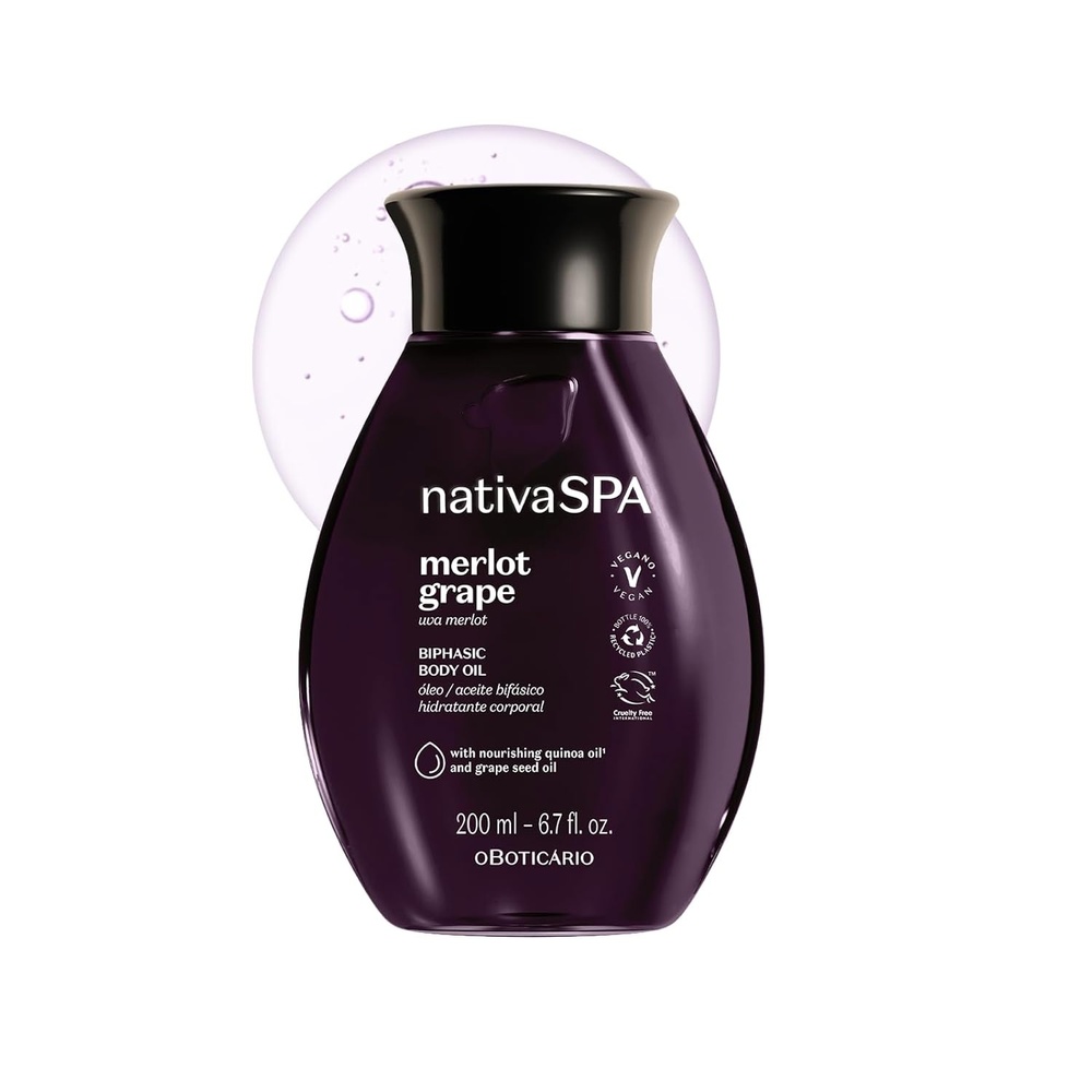 image:imageNativa SPA by O Boticrio Merlot Grape Biphase Body Oil with Quinoa amp Grapeseed Oils Silky Glow with Hydration 67 Ounce 200mlMerlot Grape