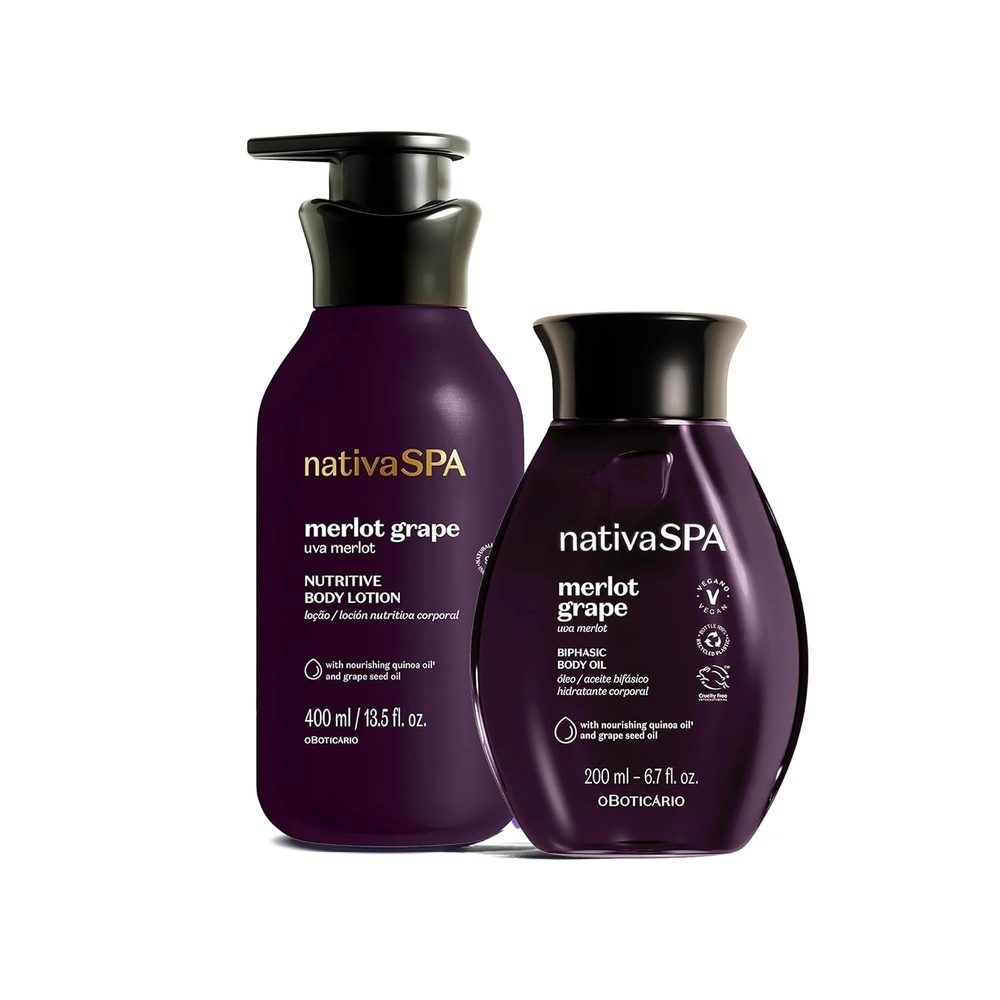 image:imageNative Spa Merlot Grape Body Bundle Biphase Body Oil amp Body Lotion 67oz amp 135oz