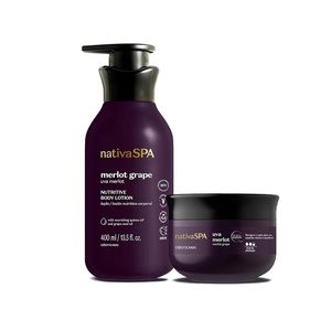 Nativa SPA Merlot Grape Bath Bundle: Biphase Body Oil+Body Scrub (6.7oz & 7oz)